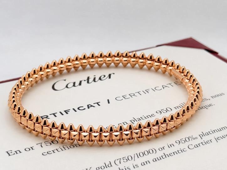 Clash de Cartier Bracelet Small Model 18k Pink Gold Box Receipt COA Size 17 - 6