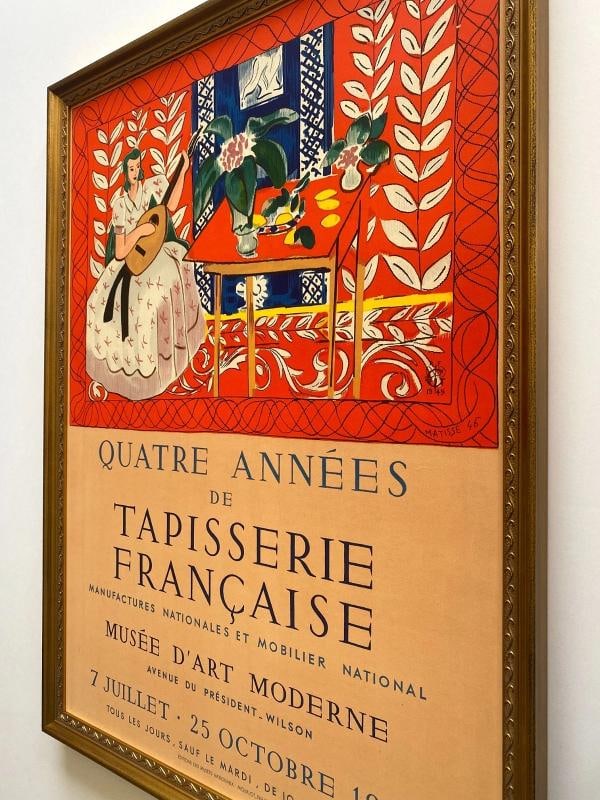 HENRI MATISSE RARE 1949 MOURLOT LITHO PRINT "FEMME AU LUTH" FRAMED EXHBT POSTER - 12