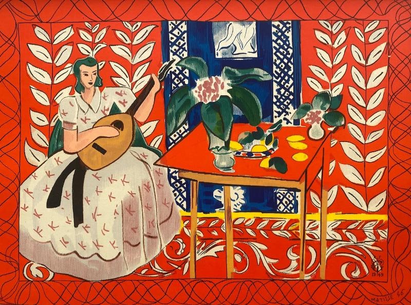 HENRI MATISSE RARE 1949 MOURLOT LITHO PRINT "FEMME AU LUTH" FRAMED EXHBT POSTER - 6