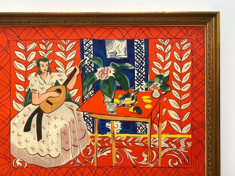 HENRI MATISSE RARE 1949 MOURLOT LITHO PRINT "FEMME AU LUTH" FRAMED EXHBT POSTER - 9