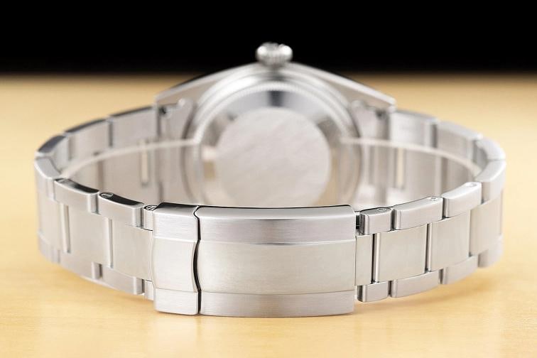 MENS ROLEX DATEJUST BLACK DIAMOND DIAL 18K WHITE GOLD FLUTED BEZEL STEEL WATCH - 6
