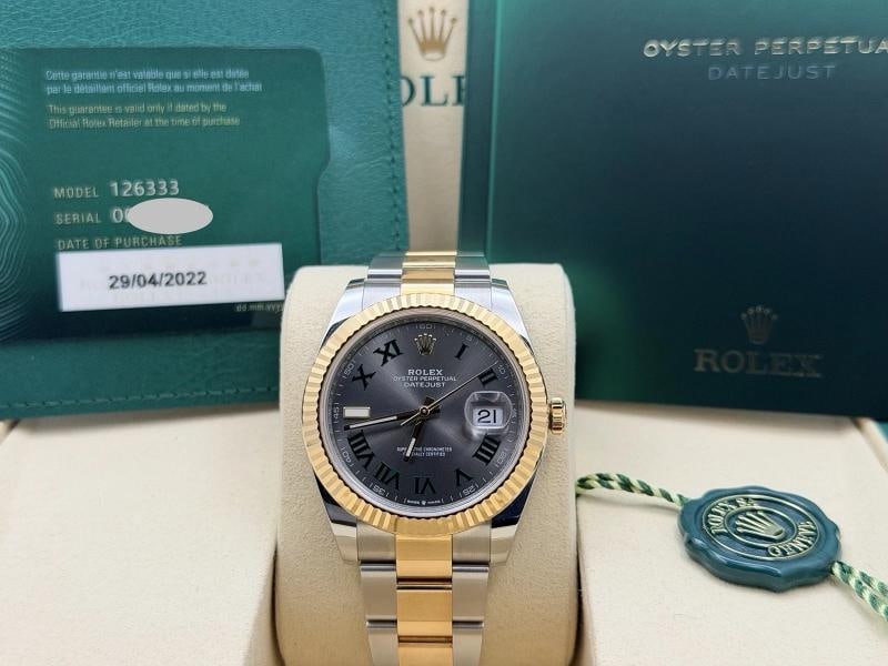 Rolex Datejust 41 126333 41mm Wimbledon Dial 18k Yellow Gold Steel Box Paper - 10