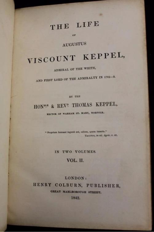 Thomas Keppel / Life of Augustus Viscount Keppel 1st Edition 1842 - 17