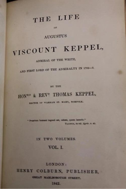 Thomas Keppel / Life of Augustus Viscount Keppel 1st Edition 1842 - 2