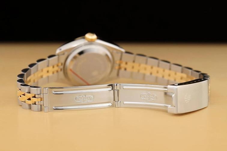 ROLEX LADIES DATEJUST 69173 RED VIGNETTE DIAMOND RUBY 18K GOLD STEEL WATCH - 10