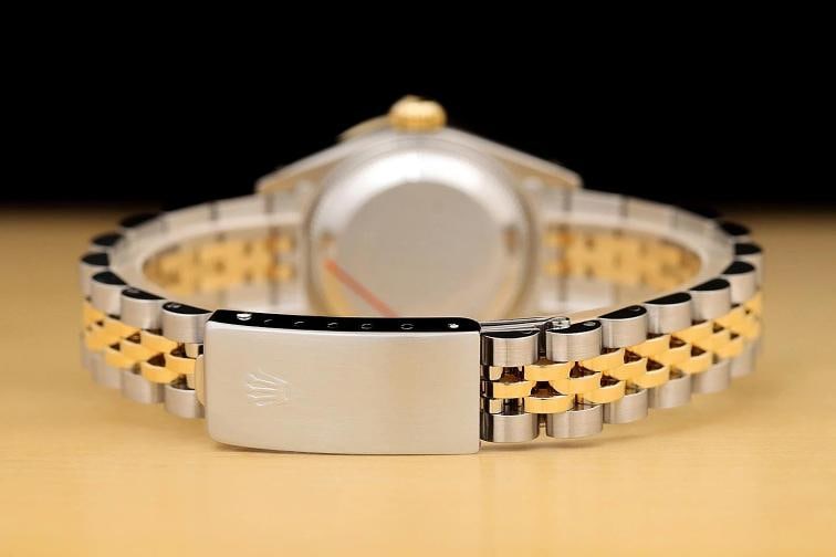 ROLEX LADIES DATEJUST 69173 RED VIGNETTE DIAMOND RUBY 18K GOLD STEEL WATCH - 6
