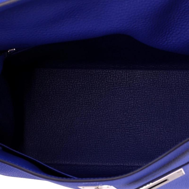 Hermes Kelly Handbag Blue Togo with Palladium Hardware 28 - 6