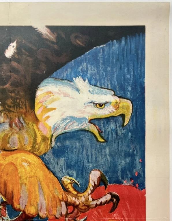 Original Vintage Poster SEND THE EAGLE'S ANSWER - MORE SHIPS USA World War I OL - 3