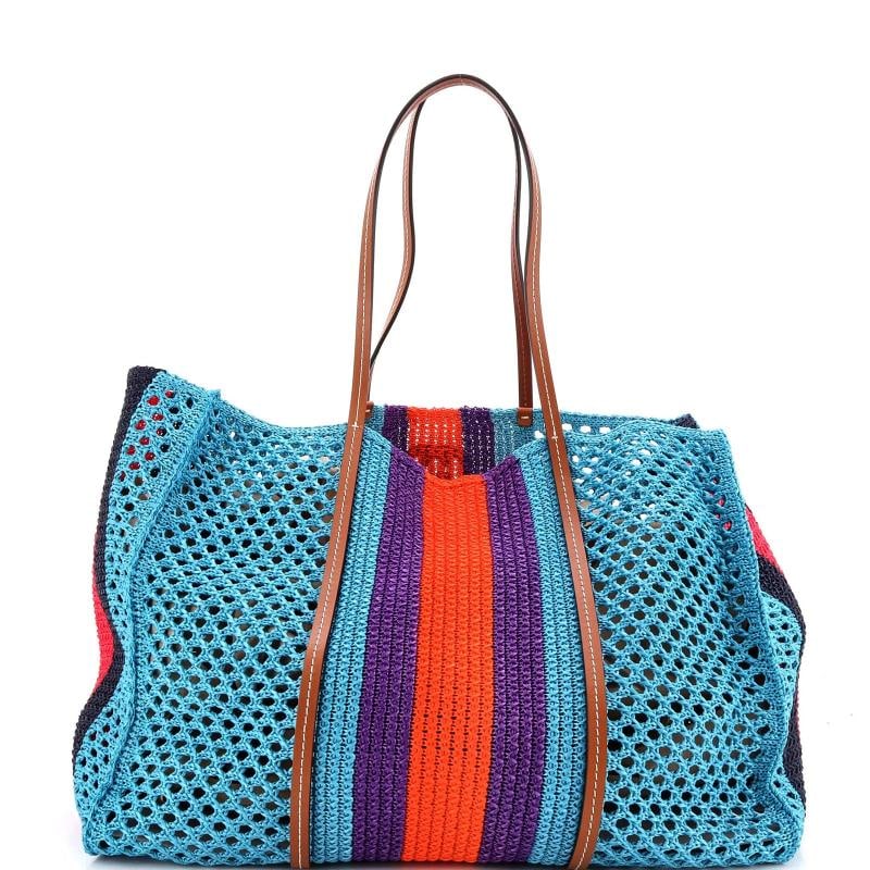 Gucci Interlocking G Web Tote Raffia Medium - 3