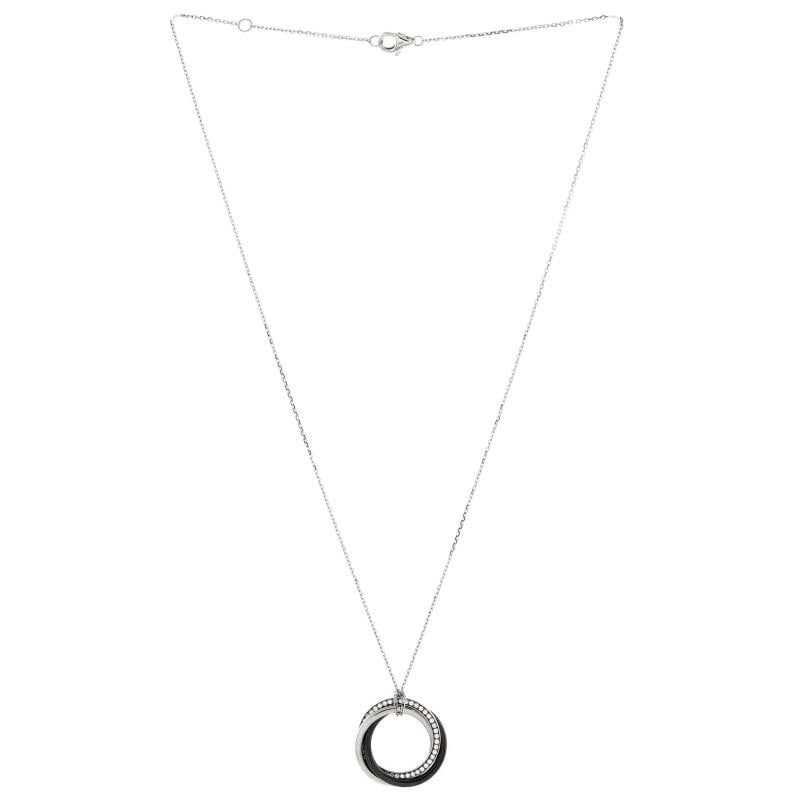 Cartier Trinity Pendant Necklace 18K White Gold with Diamonds and Ceramic Small - 2