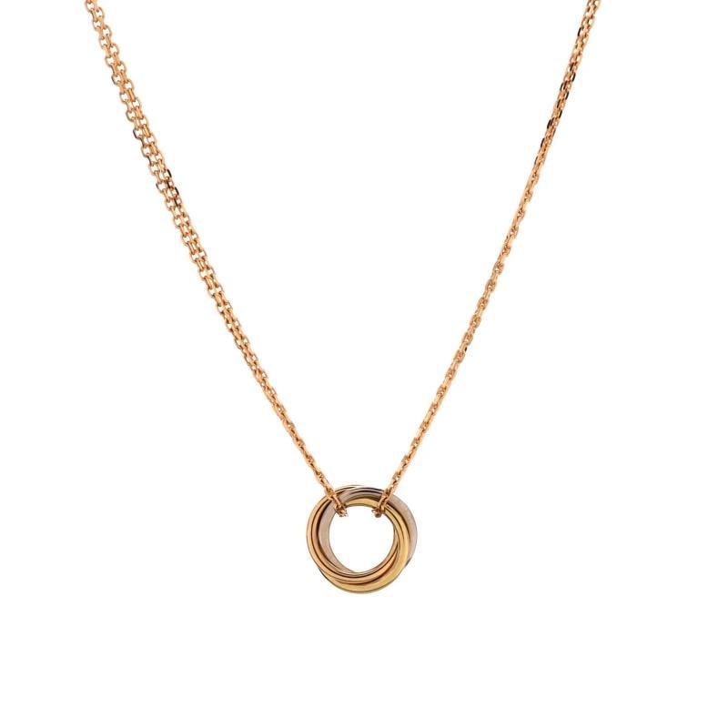 Cartier Trinity Choker Necklace 18K Tricolor Gold: Condition: Pre-owned - Good,Brand: Cartier,Main Stone: Unknown,Metal: 18K Tri Colored Gold,Metal Purity: 18K,Style: Choker,Type: Necklace,Color: Tricolor Gold,Material: 18K Pink Gold, 18K White Gold,