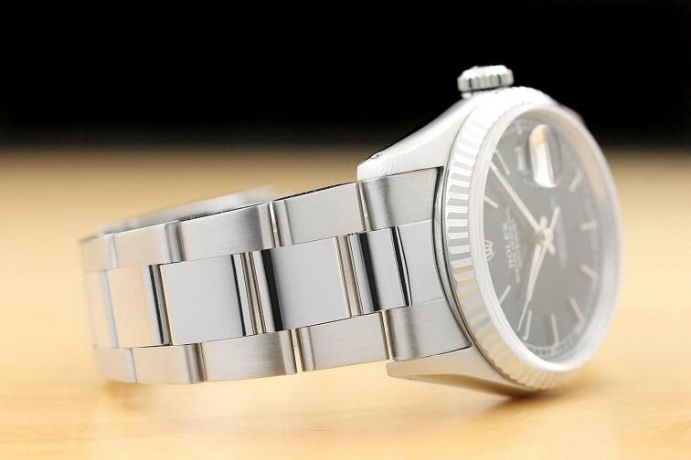 ROLEX MENS DATEJUST 16234 BLACK DIAL 18K WHITE GOLD STAINLESS STEEL WATCH - 6