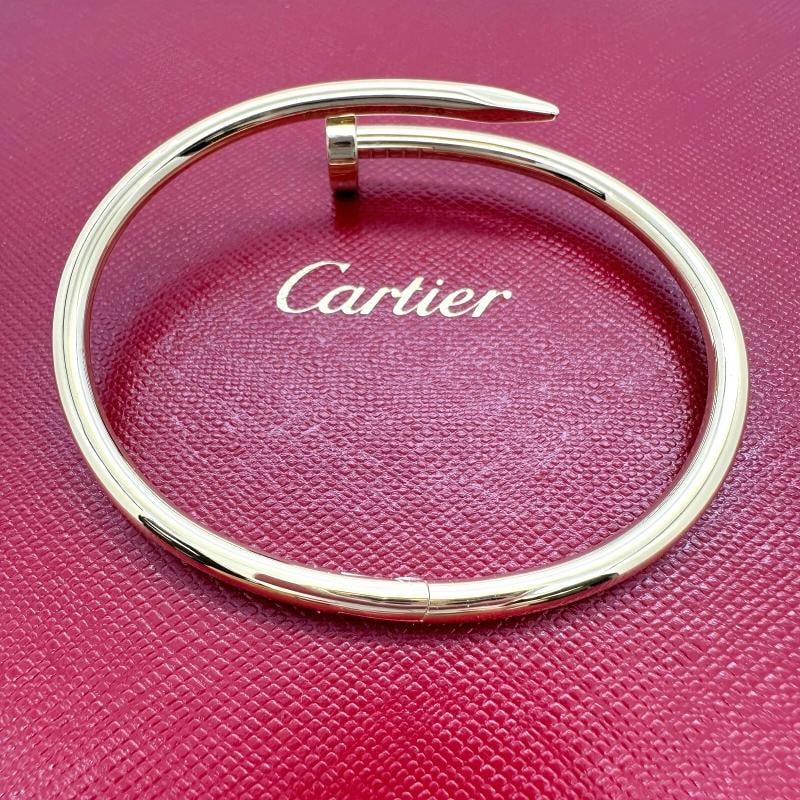 Cartier JUSTE UN CLOU 18K Yellow Gold 3.6 mm Bracelet SZ 17 Coa Boxes Receipt - 6