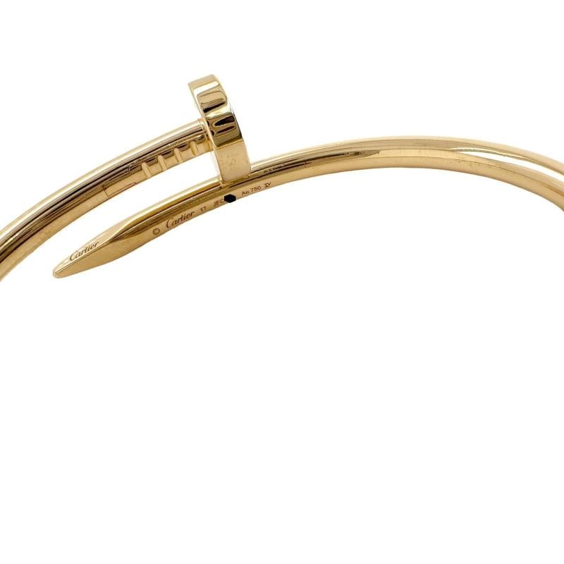 Cartier JUSTE UN CLOU 18K Yellow Gold 3.6 mm Bracelet SZ 17 Coa Boxes Receipt - 7