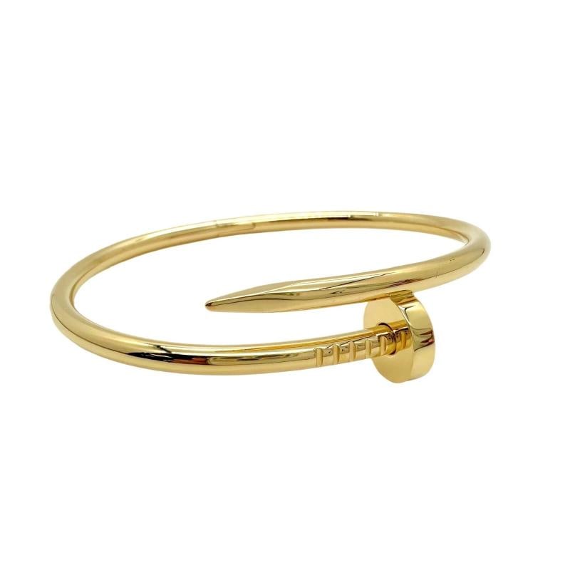 Cartier JUSTE UN CLOU 18K Yellow Gold 3.6 mm Bracelet SZ 17 Coa Boxes Receipt - 9