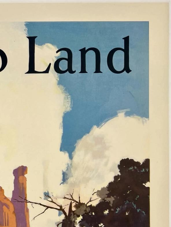 Original Vintage Poster SANTA FE RAILROAD NAVAJO LAND ARIZONA NEW MEXICO Linen - 3