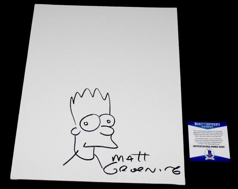 MATT GROENING THE SIMPSONS SIGNED 11X14 ORIGINAL SKETCH ART BOARD 3 BECKETT BAS (1 of 4)