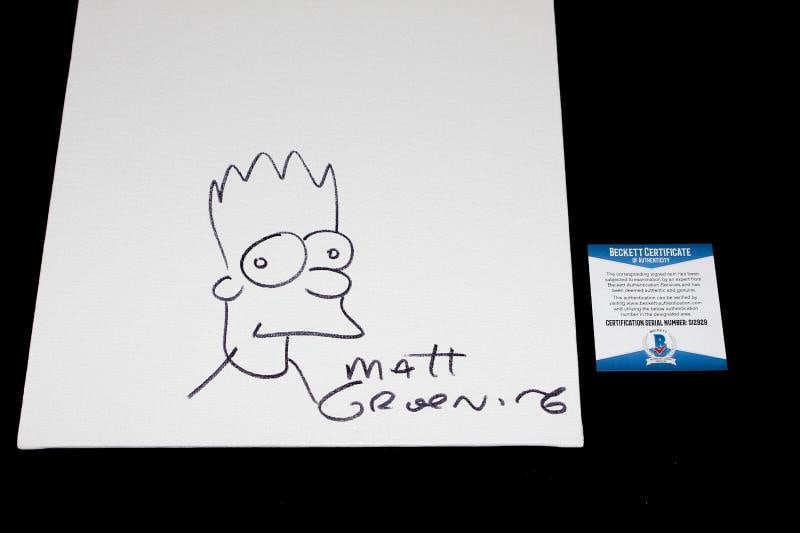 MATT GROENING THE SIMPSONS SIGNED 11X14 ORIGINAL SKETCH ART BOARD 3 BECKETT BAS - 2