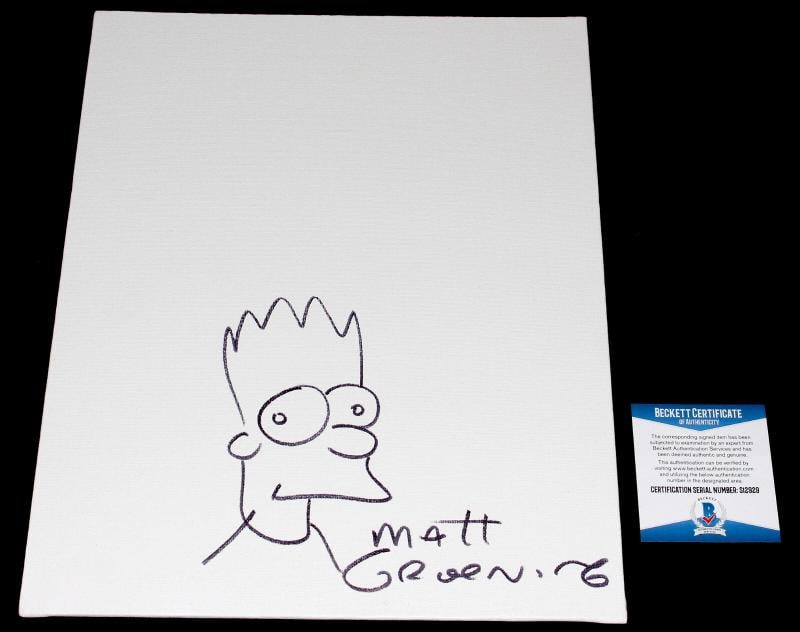 MATT GROENING THE SIMPSONS SIGNED 11X14 ORIGINAL SKETCH ART BOARD 3 BECKETT BAS - 3