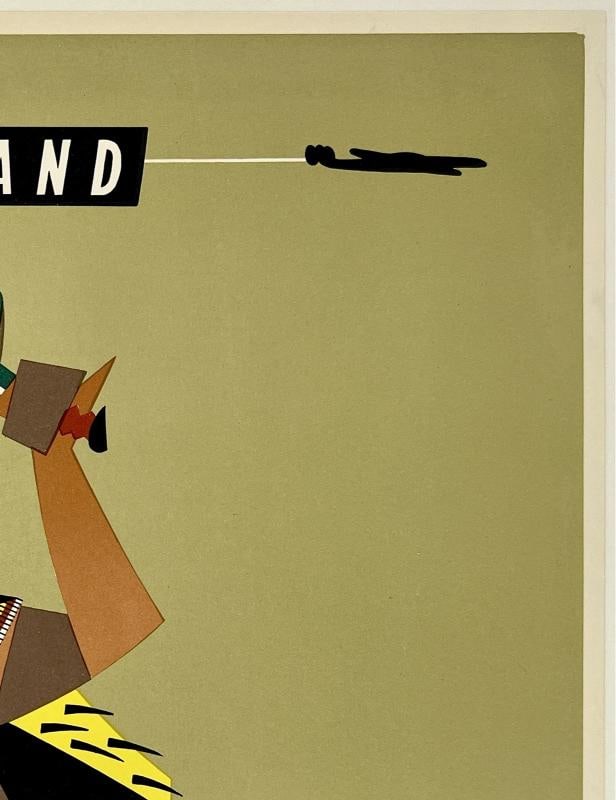 Original Vintage Poster NEW ZEALAND QANTAS Airline Travel Tourism 15 x 20 LINEN - 3