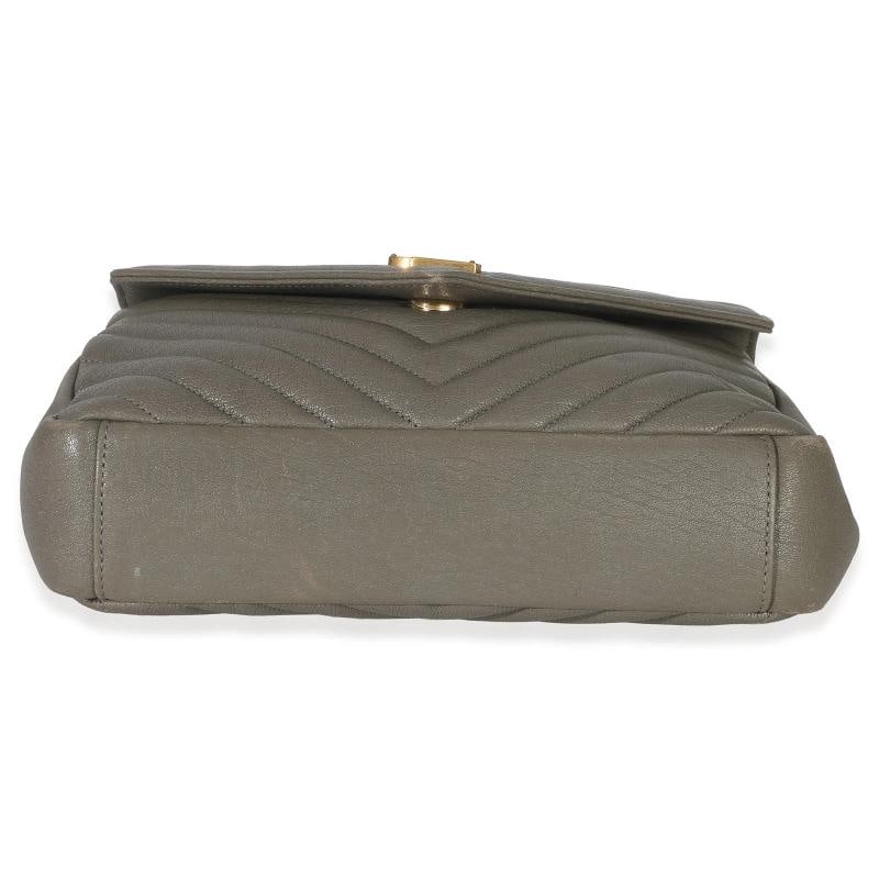 Saint Laurent Taupe Sheepskin Matelasse Chevron Monogram Medium College Bag - 9