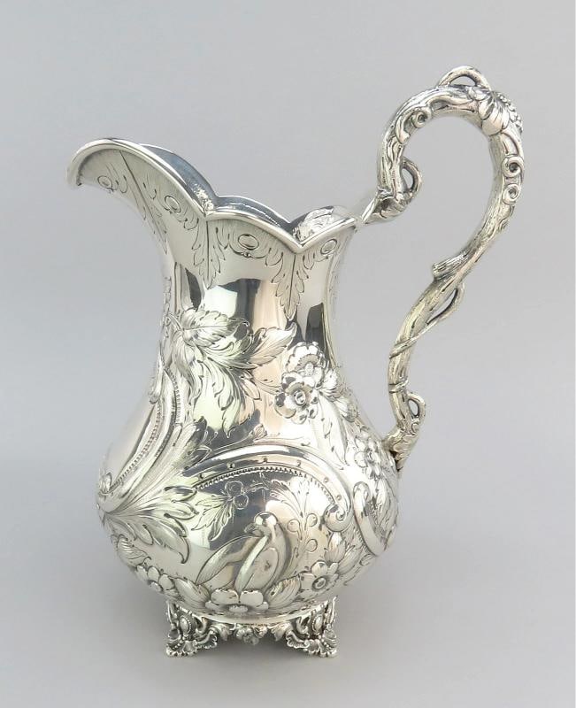 1850s Fabulous American Coin Silver Large Pitcher Fargo Family Monogram 12" Tall (1 of 9)