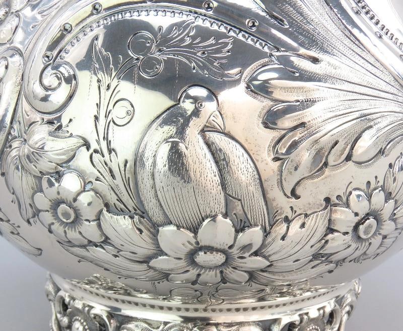 1850s Fabulous American Coin Silver Large Pitcher Fargo Family Monogram 12" Tall - 3