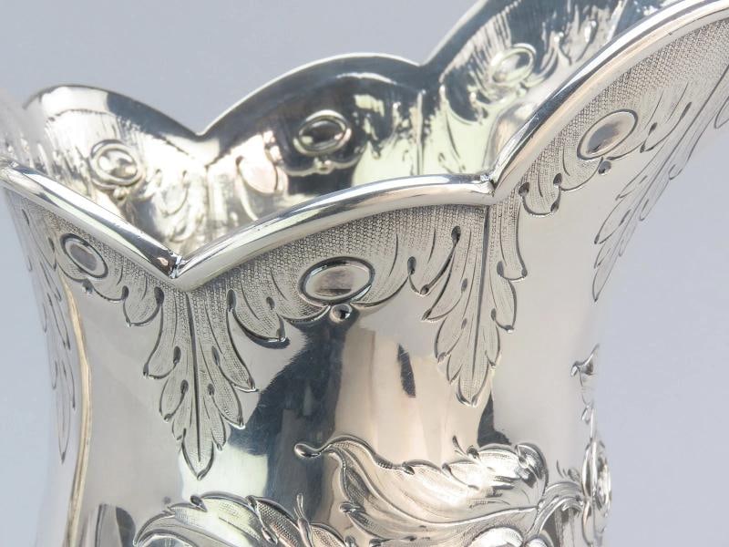 1850s Fabulous American Coin Silver Large Pitcher Fargo Family Monogram 12" Tall - 4