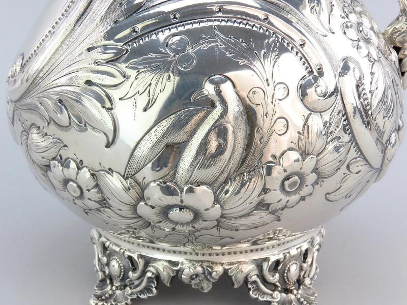 1850s Fabulous American Coin Silver Large Pitcher Fargo Family Monogram 12" Tall - 5