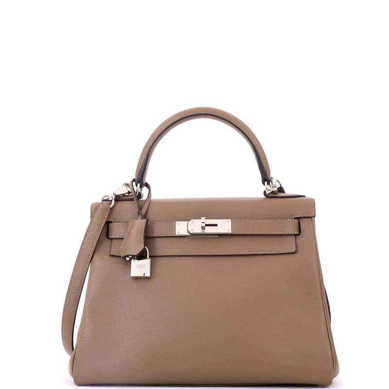 Hermes Kelly Handbag Brown Evercolor with Palladium Hardware 28: Condition: Pre-owned - Good,Brand: Hermes,Exterior Material: Leather,Style: Top Handle,Exterior Color: Brown,Department: Women,Size: 28,Accessories: Keys, Clochette, Lock, With Strap Condition: Very g