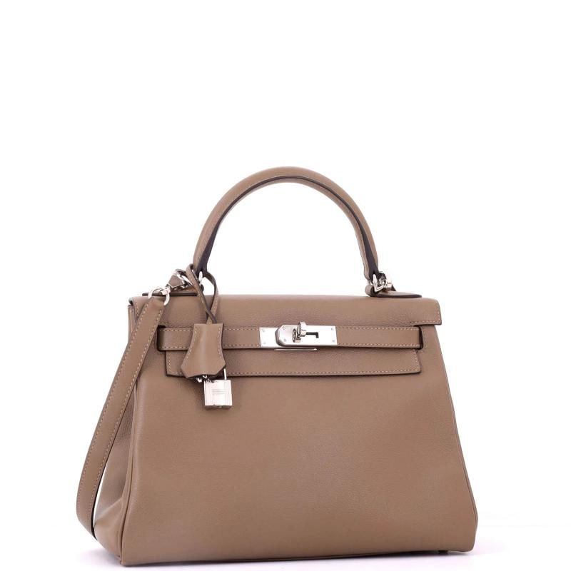 Hermes Kelly Handbag Brown Evercolor with Palladium Hardware 28 - 2