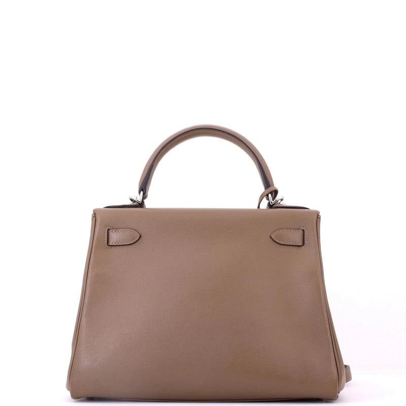 Hermes Kelly Handbag Brown Evercolor with Palladium Hardware 28 - 3
