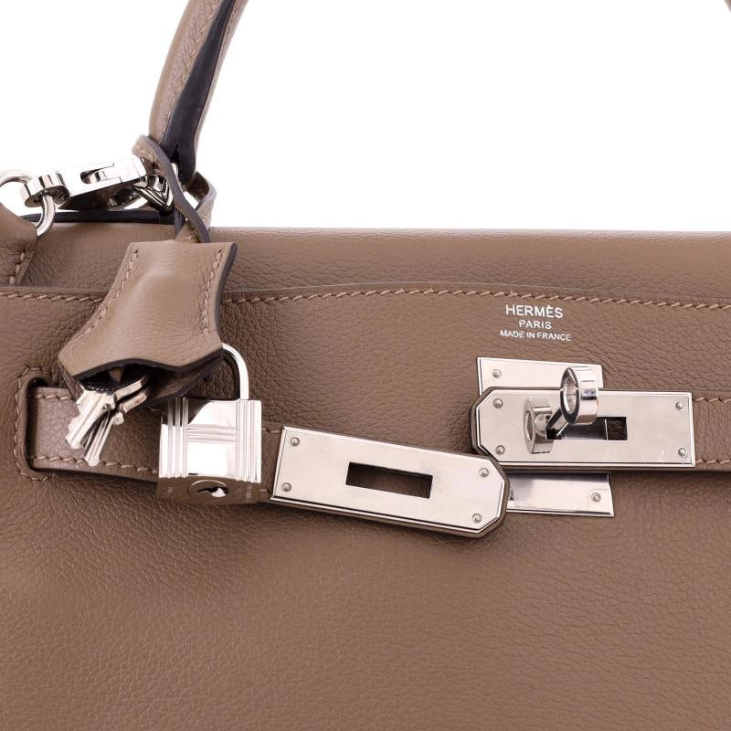 Hermes Kelly Handbag Brown Evercolor with Palladium Hardware 28 - 6