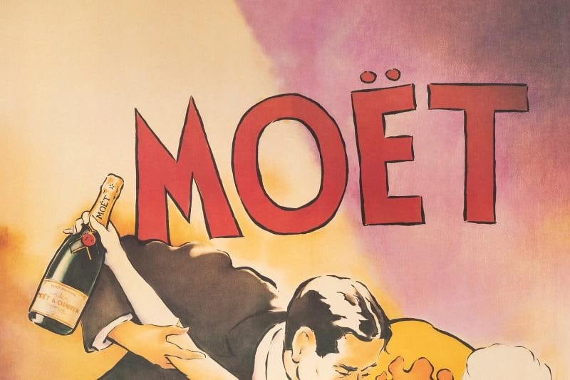 Original Vintage Poster - McIndoe - Moet Champagne - Couple - Dance- Bottle 1986 - 2