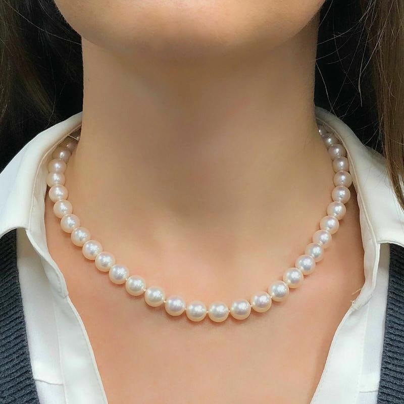 Tiffany & Co Akoya Cultured Pearl Signature X Necklace 18K Yellow Gold 9 9.5mm - 2