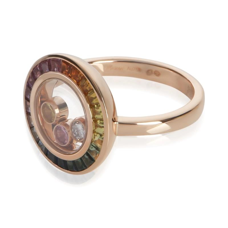 Chopard Rose Gold Sapphire and Diamond Happy Diamond Ring - 2