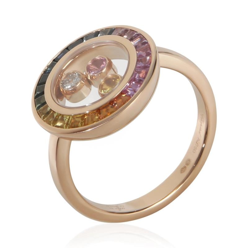 Chopard Rose Gold Sapphire and Diamond Happy Diamond Ring - 5