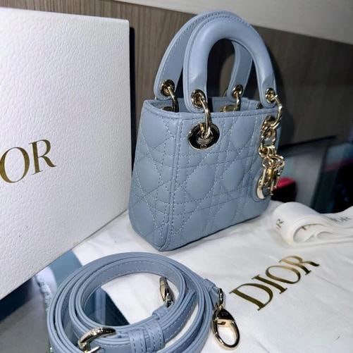 Christian Dior Lady Dior Bag Cannage Quilt Lambskin Micro - 4