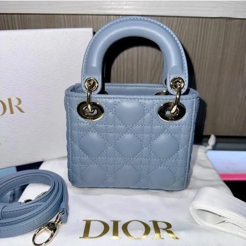 Christian Dior Lady Dior Bag Cannage Quilt Lambskin Micro - 7