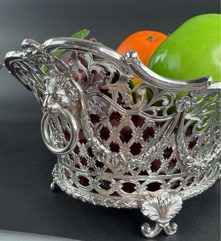 4 Ornate 1893 English Sterling Silver Openwork Baskets from Vanderbilt Estate - 11