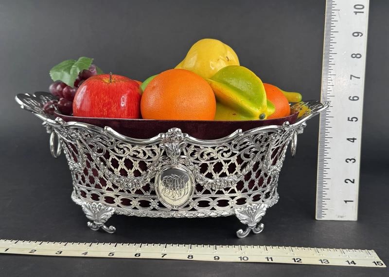 4 Ornate 1893 English Sterling Silver Openwork Baskets from Vanderbilt Estate - 9