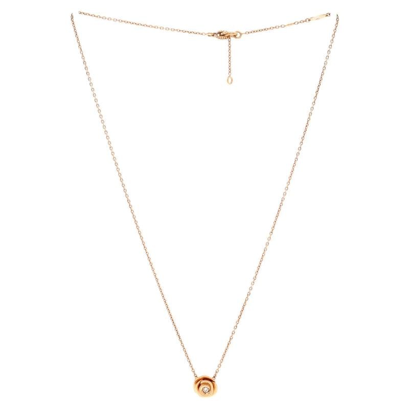 Christian Dior Rose Couture Pendant Necklace 18K Rose Gold with Diamonds - 3