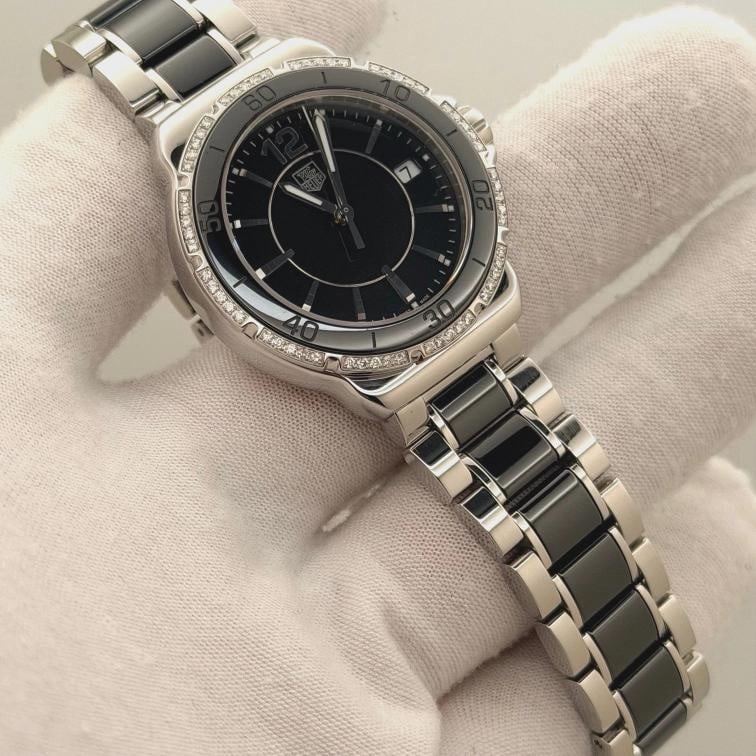 TAG Heuer Formula 1 WAH1212 37mm Black Dial Diamond Bezel Stainless Quartz - 10
