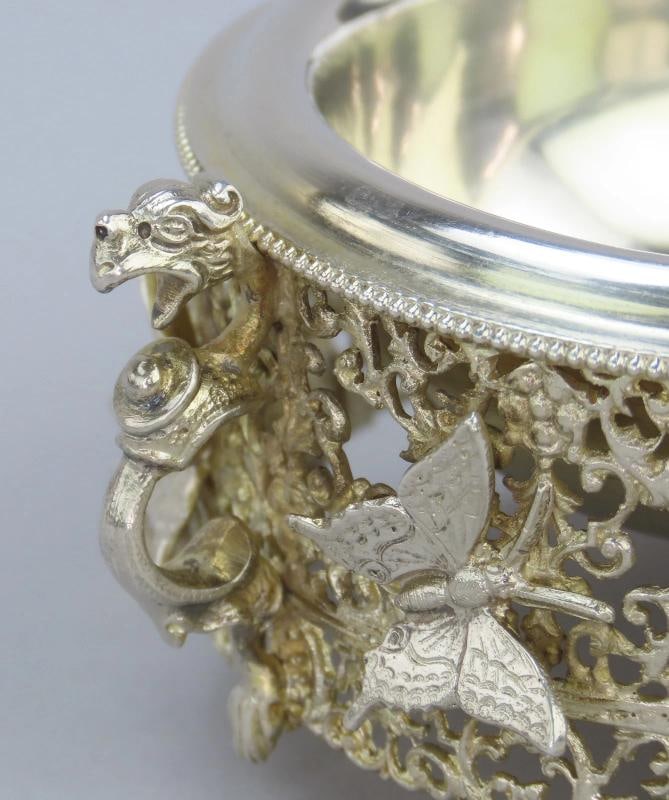 4 Large 1800s German Silver Salts Fantasy Figures Satyrs Butterflies - 5