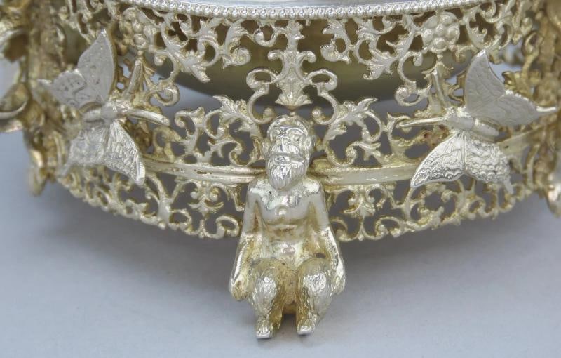 4 Large 1800s German Silver Salts Fantasy Figures Satyrs Butterflies - 6