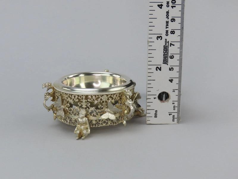 4 Large 1800s German Silver Salts Fantasy Figures Satyrs Butterflies - 7