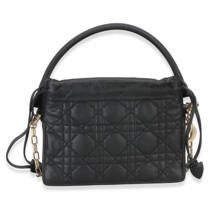 Christian Dior Black Lambskin Cannage Lady Dior Milly Mini Drawstring Bag - 4