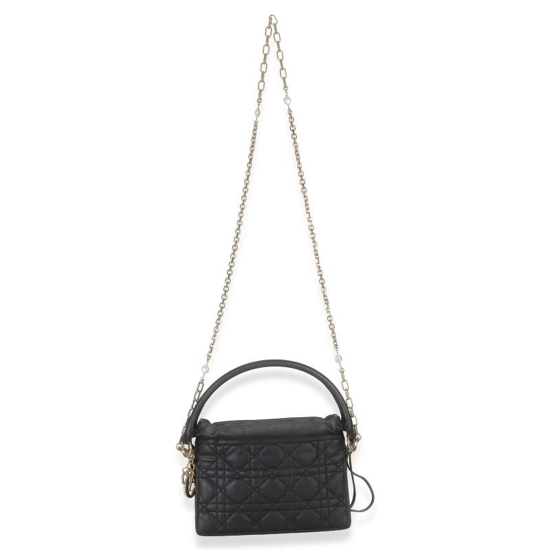 Christian Dior Black Lambskin Cannage Lady Dior Milly Mini Drawstring Bag - 6