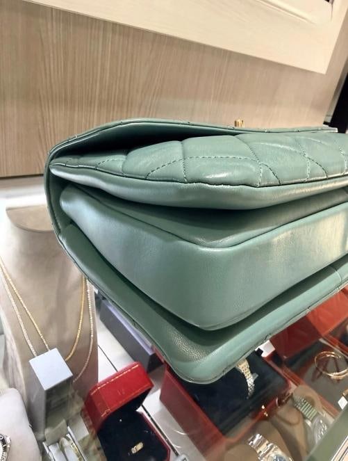Chanel Large Trendy CC Top Handle Bag Dark Sage Green Lambskin (2019) - 8
