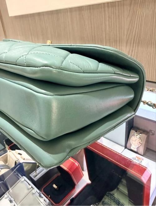 Chanel Large Trendy CC Top Handle Bag Dark Sage Green Lambskin (2019) - 9